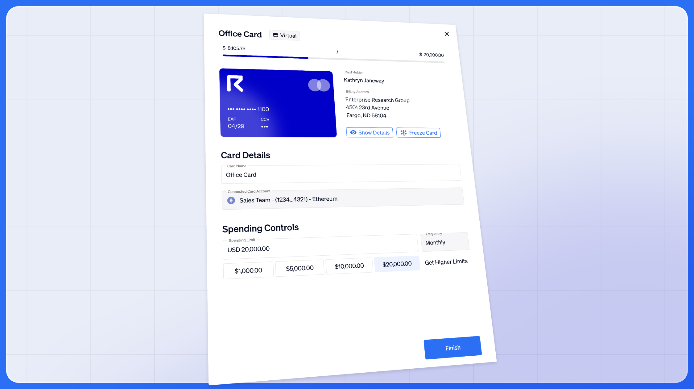 Card wallet balance and top-up in Request Finance